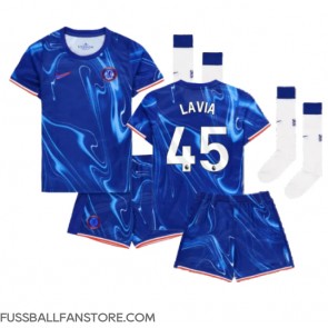 Chelsea Romeo Lavia #45 Replik Heimtrikot Kinder 2024-25 Kurzarm (+ Kurze Hosen)